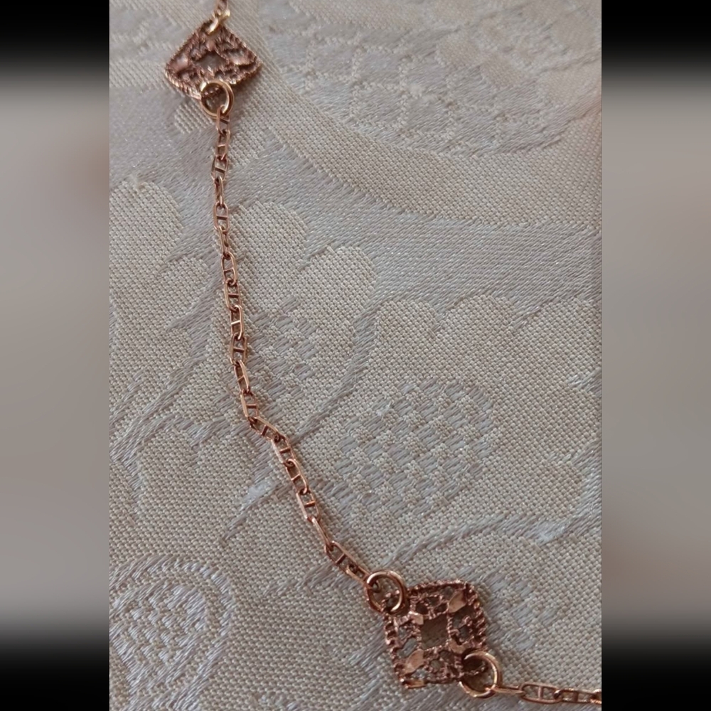 Rose Gold Necklace marked 925 & Milor Bronze Italy Hoop Earrings Bundle - Picture 8 of 10